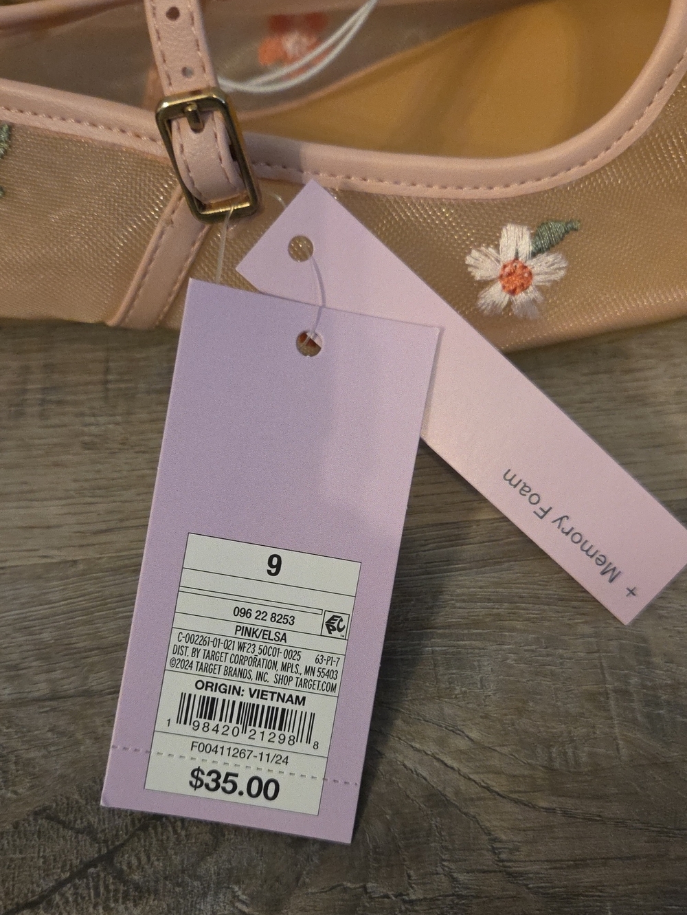 Embroidered Floral Mesh Elsa Flats, Mary Jane Flats Blush Color, Size 9, New - Picture 9 of 11